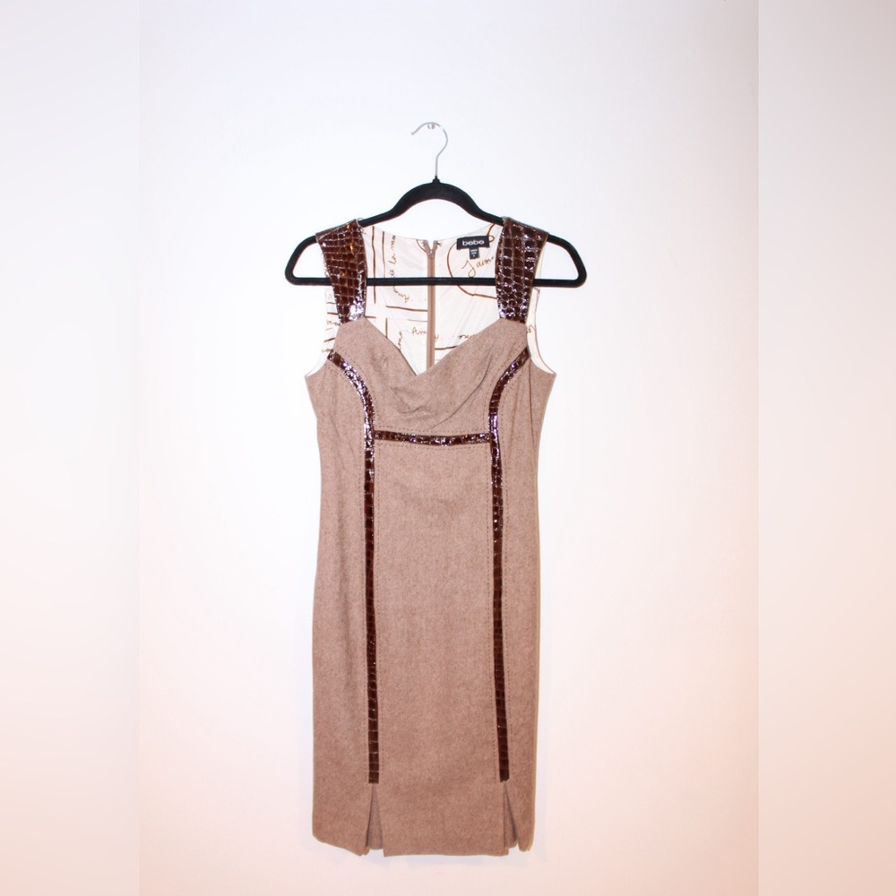 Bebe Tweed Dress with Faux Embossed Crocodile Detailing